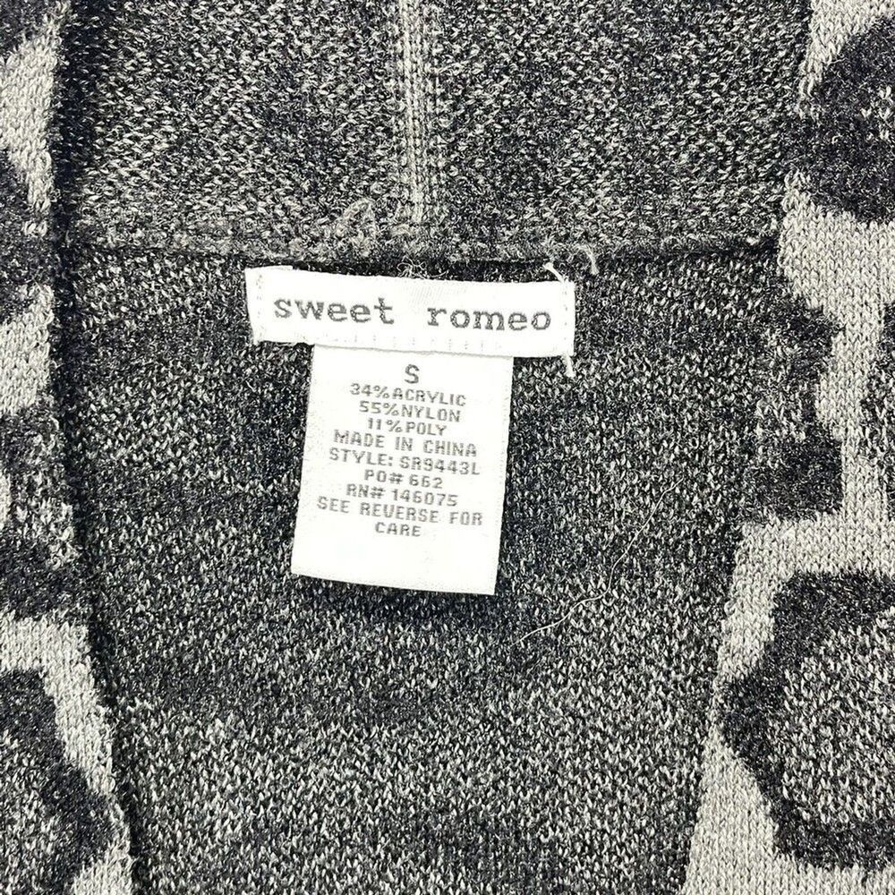 Women’s Cardigan Open Front Size M Gray Leopard Print Knit Pocked Sweet Romeo - Picture 6 of 16